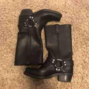 Frye Harness Black Leather Boots